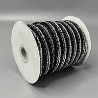 Оксамитова стрічка з люрексом 1см. боб. 46м, срібло градієнт