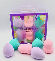Набір б'юті-блендерів для макіяжу Power Puff, 6шт