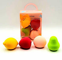 Набір спонжів для макіяжу Фрукти, 4шт