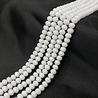 Намистини кришталеві рондель 8х6мм, нитка-60 од, білий матовий