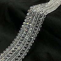 Намистини кришталеві рондель 8х6мм, нитка-60 од, прозорий з переливом