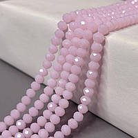 Намистини кришталеві рондель 8х6мм, нитка-60 од, рожевий матовий