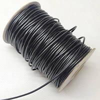 (75м) Вощений шнур 2 мм, поліестер чорний
