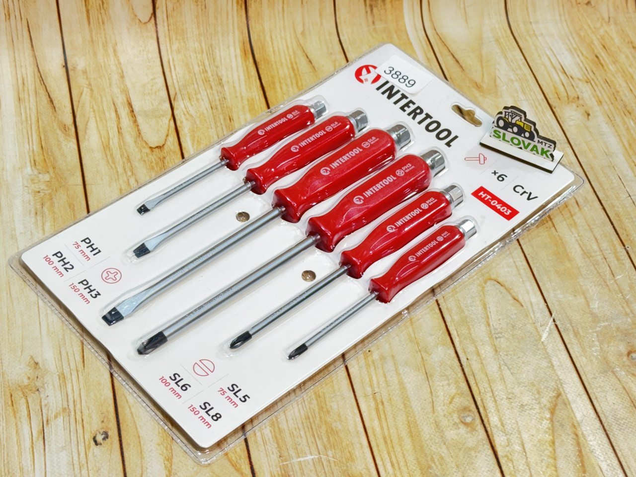 Набір викруток ударних  6 шт під ключ SL5,6,8 PH1,2,3 Intertool (пакет), фото 1
