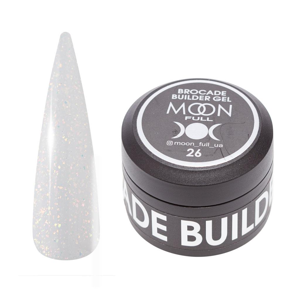 Гель для нарощування нігтів із поталю Moon Full Brocade Builder Gel №26, 30 мл