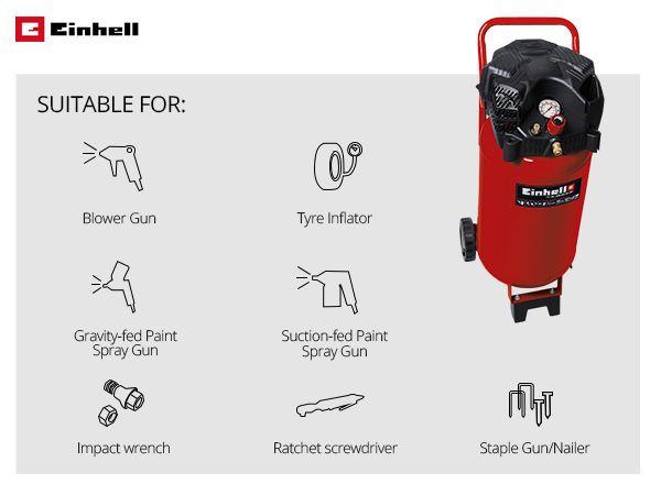 Потужний компресор Einhell TC-AC 240/50/10 OF : 1.5 кВт, 240 л/хв, 10 бар, ресивер 50л 7