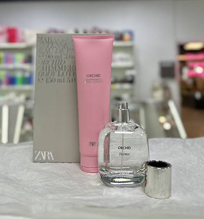 Жіночий набір Zara парфум Zara Orchid Intense 90 мл + лосьйон Orchid Intense Shimmering Body Lotion 150 мл, фото 1
