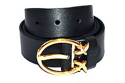 Шкіряний ремінь жіночий чорний 1100х35 мм