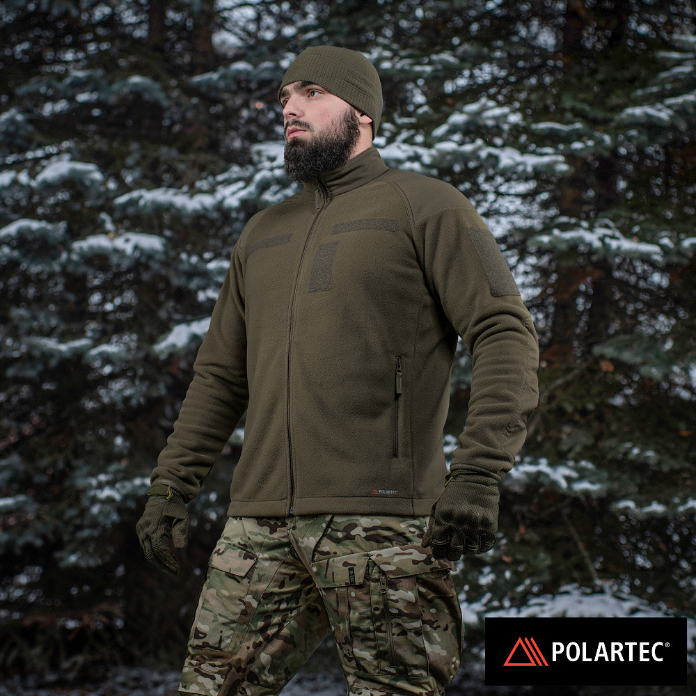 M-Tac тепла зручна військова флісова кофта хакі на блискавці Fleece Polartec - фото 1 - id-p2497391029