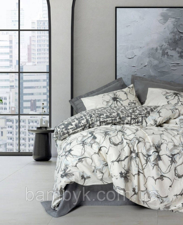 Постільна білизна Cotton Box "Hilaris Antrasit" ранфорс Ranforce бавовняна євро розміру Туреччина, фото 1