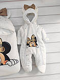 Комплект одягу для новонароджених дівчаток, принт Міні з бантиком, білий, фото 3