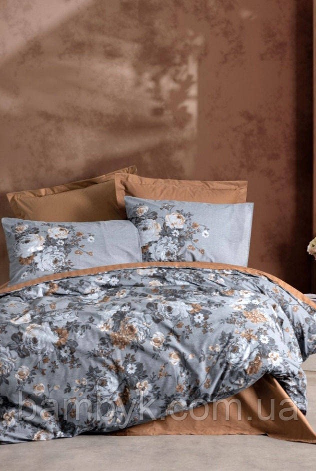 Постільна білизна Cotton Box ранфорс Ranforce бавовняна євро розміру Туреччина "Lenora Kahve", фото 1