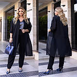 Стильний літній брючний костюм-трійка батал: кардиган + блуза + штани (р.48-62). Арт-2211/42, фото 2