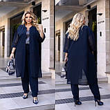 Стильний літній брючний костюм-трійка батал: кардиган + блуза + штани (р.48-62). Арт-2211/42, фото 4