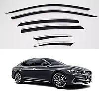 Дефлектори вікон з хром смугою, вітровики Hyundai Grandeur 2016-2020 (Autoclover/Корея/D942)