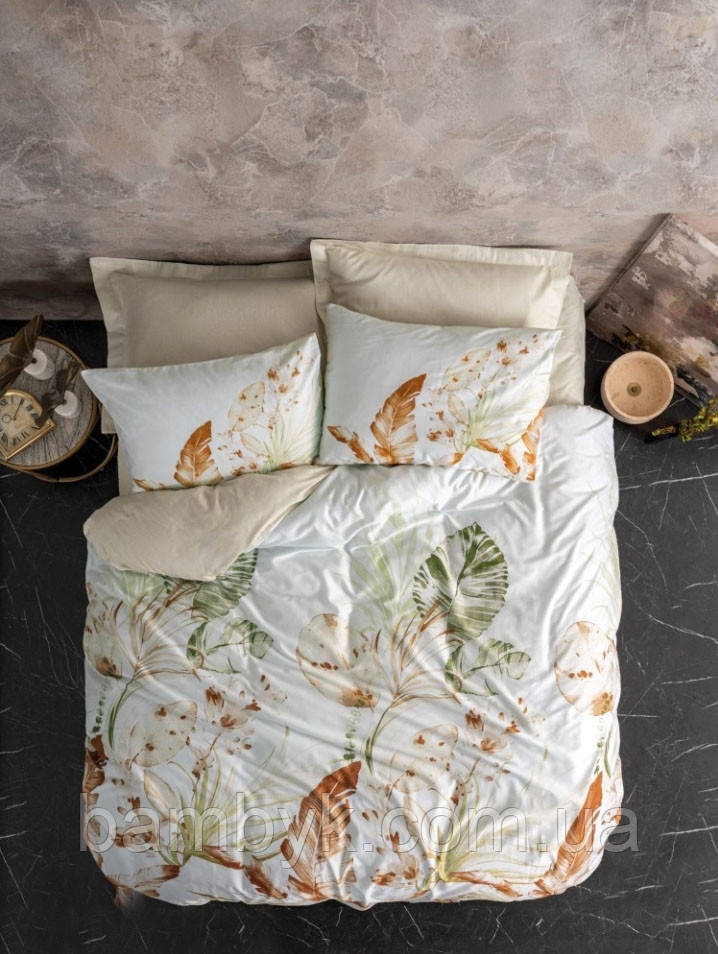 Постільна білизна Cotton Box "Luster Bej" сатин DeLux преміум якість бавовняне розмір євроТуреччина