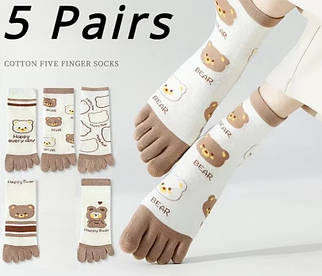 Набір жіночі шкарпетки з пальцями (36-39) 5 пар Happy Bear