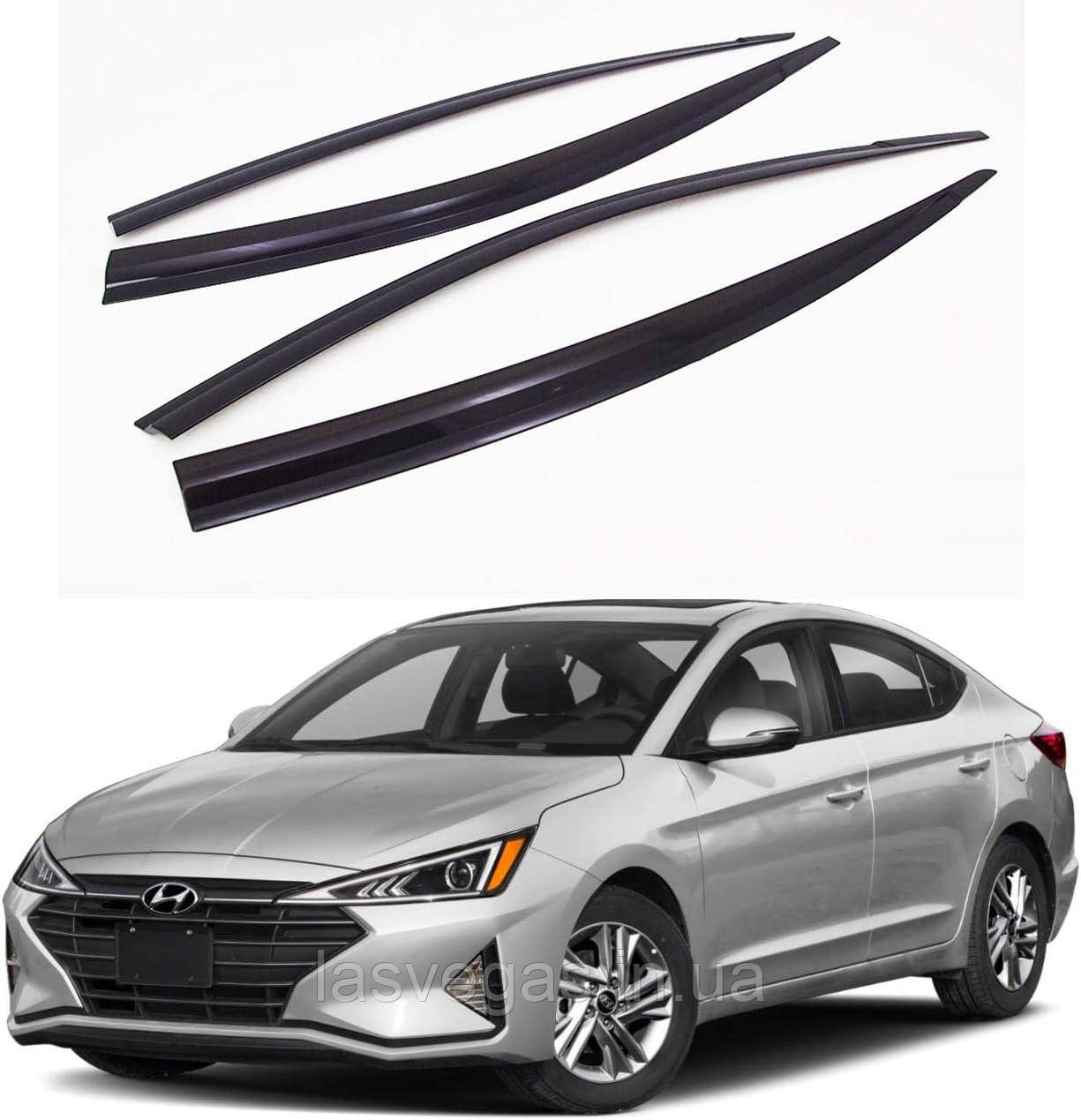Дефлектори вікон (вітровики) Hyundai Elantra AD 2017-2020 (Autoclover /Південна Корея)