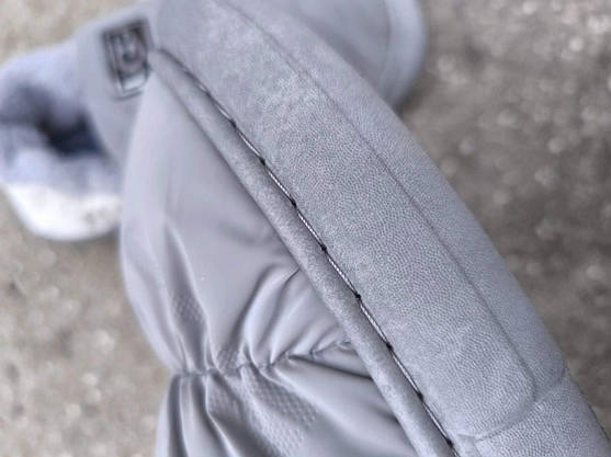 Ugg Дутики мокасині слипоні двухцветные СІРШІ З БІЛИМ на гнучкій високій підошві автоледі батали зимові, фото 3