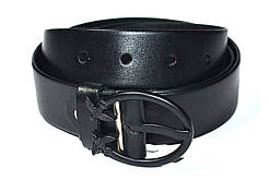 Шкіряний ремінь жіночий чорний 1250х35 мм