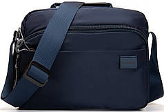 Сумка чоловіча тканинна синя на плече середня з нейлону два відділ і три кишені 19х26х10 см Lanpad 63705