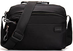 Сумка чоловіча тканинна чорна на плече середня з нейлону два відділ і три кишені 19х26х10 см Lanpad 63705