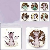 Набір пакетів Динозаврик з липкою стрічкою з малюнком асорті поліпропіленові 10х10х3 см комплект 10 шт