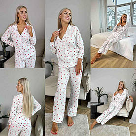 Жіноча піжама сорочка на ґудзиках та штани