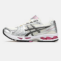 Срібні текстильні жіночі кросівки Asics Gel-Kayano 14 SIlver Pink Демісезонні Асікс Гель Каяно