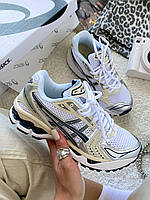 Білі текстильні жіночі кросівки Asics Gel-Kayano 14 White Silver Black Демісезонні Асікс Гель Каяно