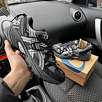 Чорні шкіряні чоловічі кросівки Asics Gel Kahana TR V2 Grey Black/ Демісезонні Асікс Гель Кахана