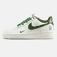Білі шкіряні чоловічі кросівки Nike Air Force 1 x BAPE  Демісезонні Найк аїр Форс 1