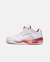 Білі жіночі шкіряні кросівки Nike Air Jordan 5 Low ‘Desert Berry’ / Демісезон Найк аїр Джордан 5
