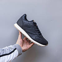 Сині шкіряні чоловічі кросівки Reebok Classic Демісезонні кросівки Рібок класік