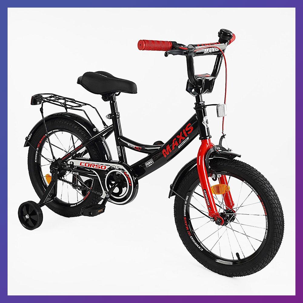 Велосипед дитячий двоколісний Corso MAXIS CL-16031 16" зріст 100-120 см вік 4 до 7 років Чорний, фото 1