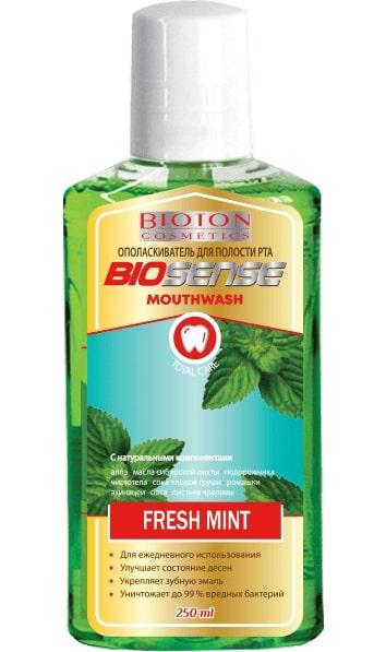 Ополіскувач для порожнини рота Біотон Fresh Mint BIOSENSE 250 мл, фото 1