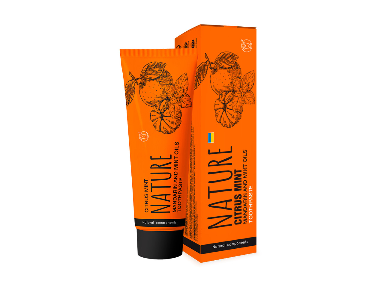 Зубна паста з мандарином та м'ятою Біотон CITRUS MINT NATURE 100 мл, фото 1
