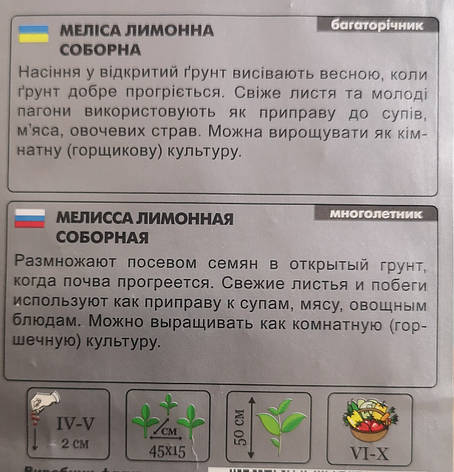 Меліса лимонна соборна багаторічна 0.2г, фото 3