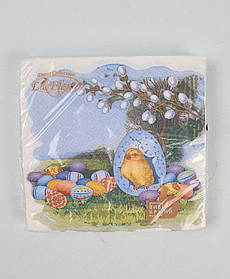 Великодня паперова двошарова серветка (ЗЗЗХЗ, 16 шт.) La Fleur "Циплик під івою "135 (1 пачка)