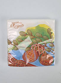 Великодня паперова двошарова серветка (ЗЗЗХЗ, 16 шт.) La Fleur "Іва та великодні яйця "074 (1 пачка)