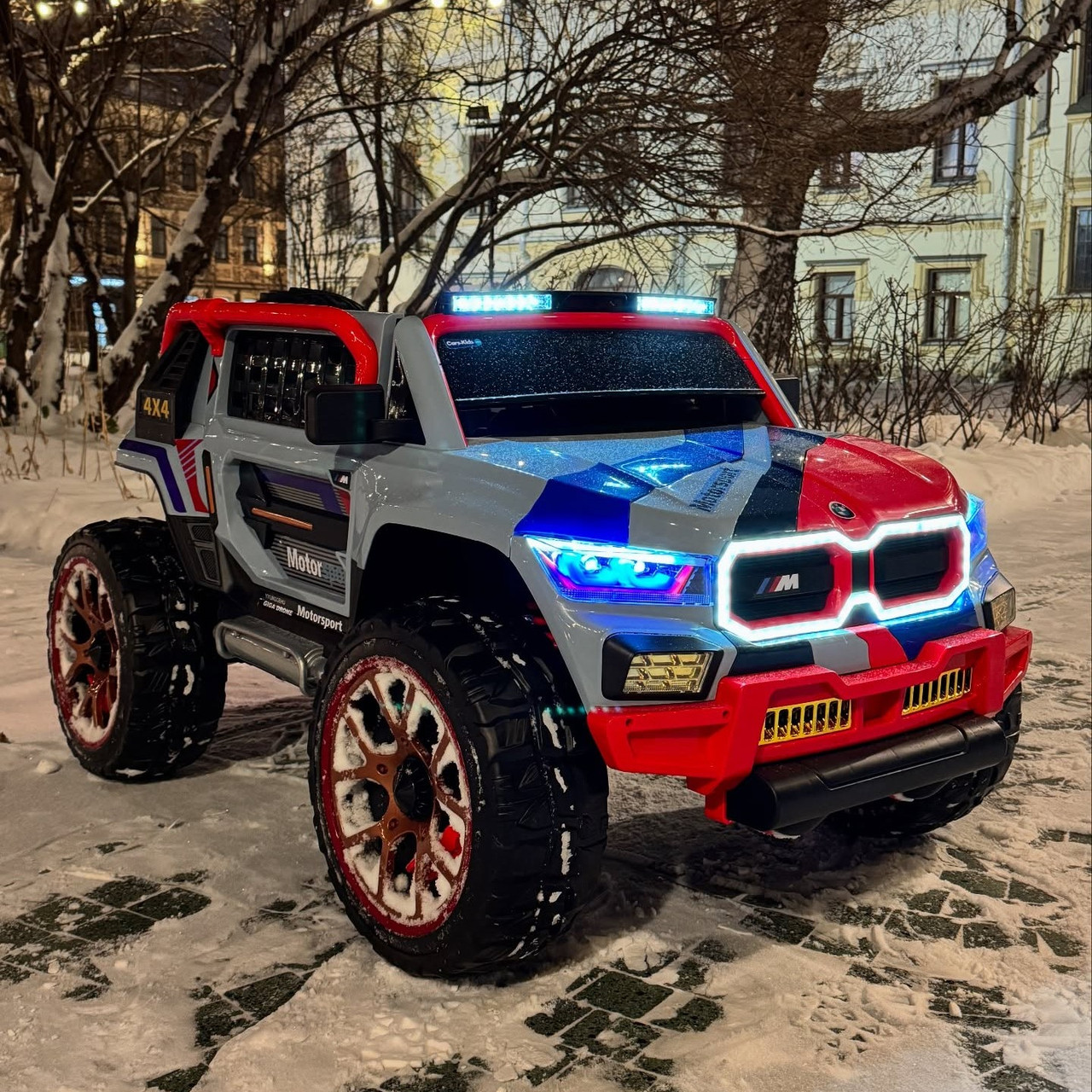 Електромобіль дитячий джип BMW RR (сіро-червоний колір), 4WD, 12V, фото 1