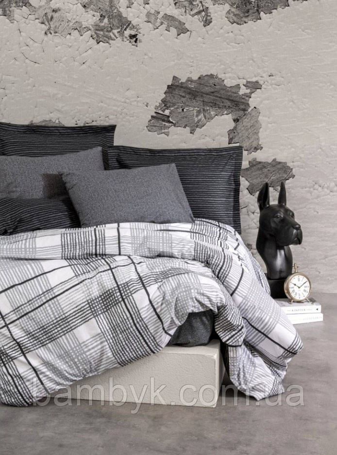 Постільна білизна Cotton Box "Will Antrasit" ранфорс Ranforce бавовняна євро розміру Туреччина, фото 1