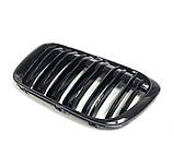 Решітка радіатора BMW X1 F48 F49 дорестайлінг M Performance чорні глянцеві двореберні ніздрі БМВ, фото 3