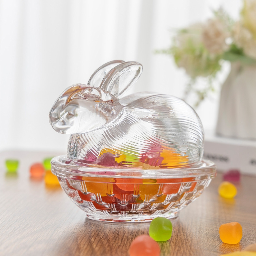 Ємність скляна для зберігання з кришкою Кролик 12х8х9см 15100-003