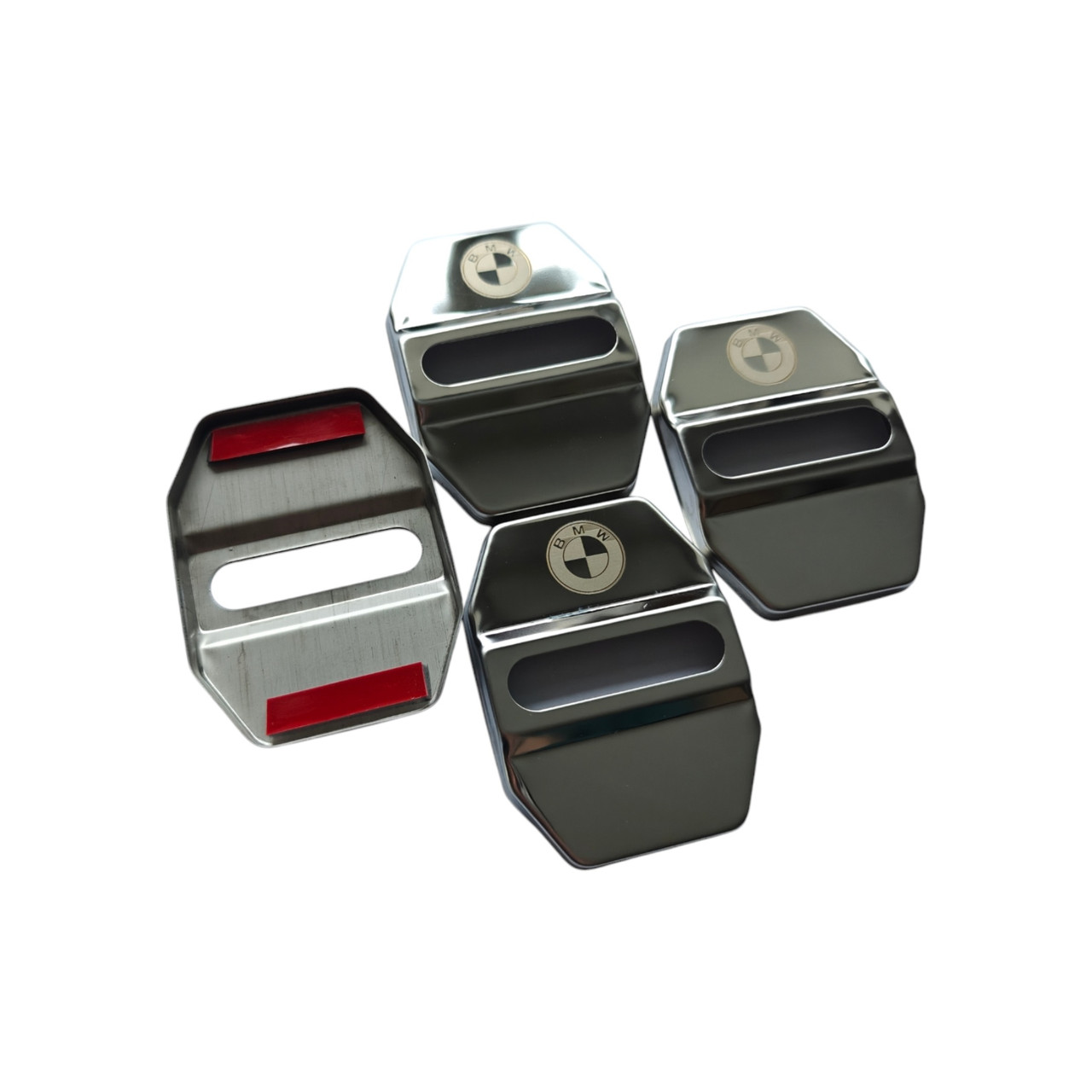 Накладки на дверний замок срібло із логотипом BMW 02, X1 X2 X3 X4 X5 X6 X7 E83 G06 G05 G02 G01 F15 F16 E70 E71 F25 F26 E72 F39, фото 1