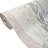 Шпалери вінілові 10 × 0,53 Слов'янські шпалери Comfort Канкун 9396-01, бежеві, білі, золотисті для вітальні, спальні та коридору, фото 2