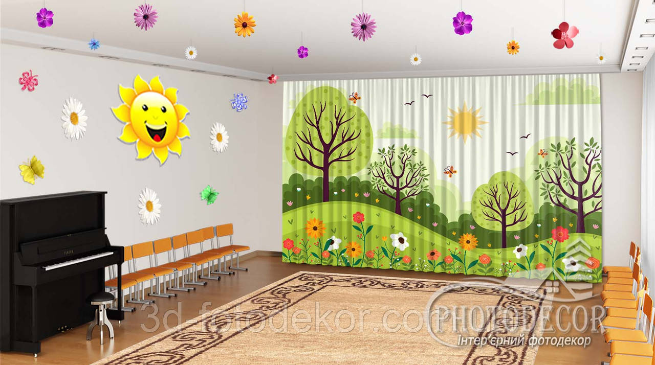Весняні Фото Штори в дитячий садок "Весняна природа" - будь-який розмір