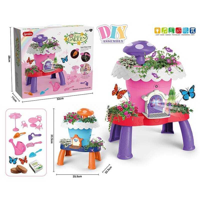 Набір садівника 3505 - 2 кольори, мелодія, підсвічування, інструменти, ґрунт, насіння