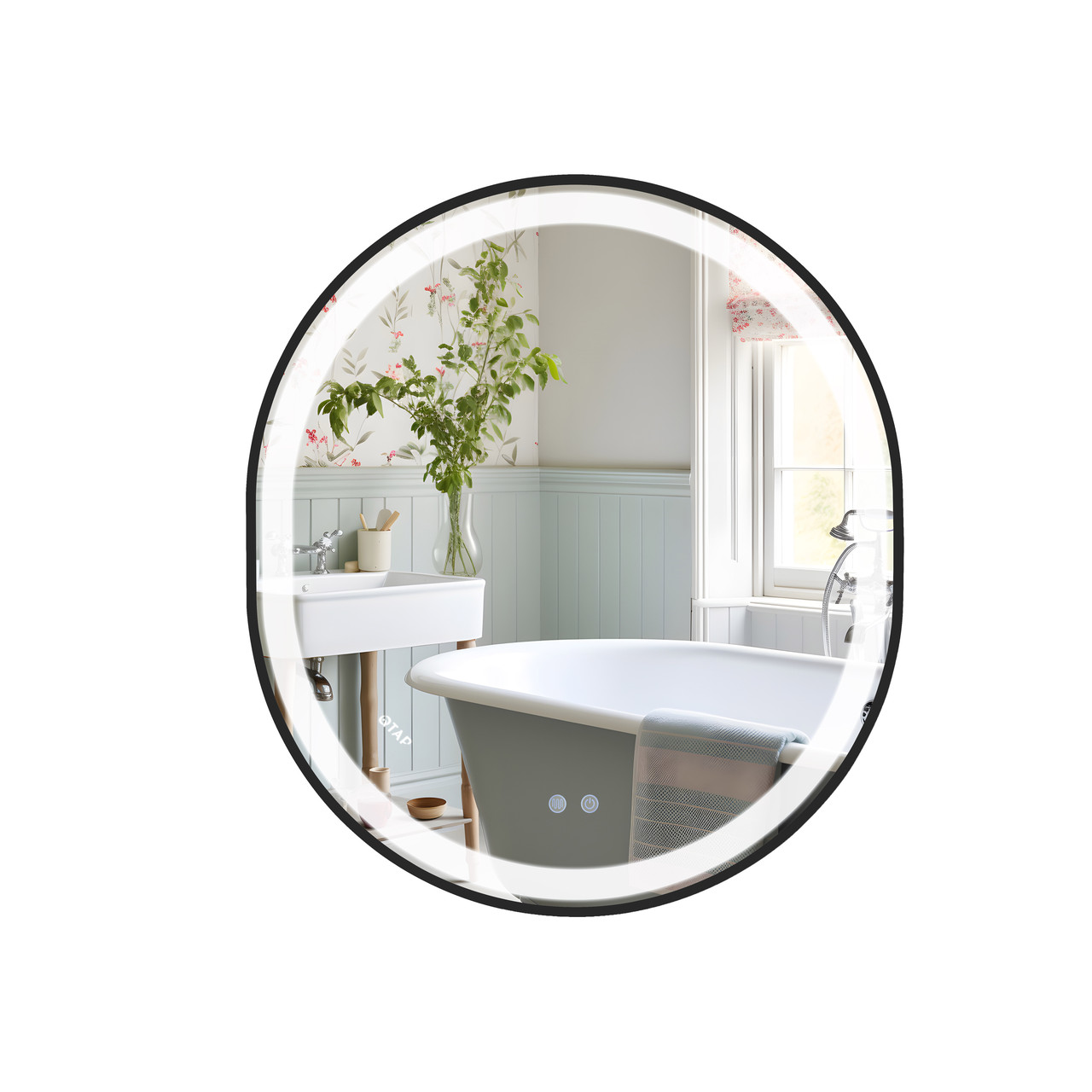 Дзеркало Qtap Gemini 800х700 з LED-підсвічуванням Touch, з антизапотіванням, з димером, рег. темп. кольору (3000-6500K) Reverse