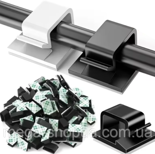 Самоклеючий органайзер тримач фіксатор для кабелів дротів 10 шт. Чорний